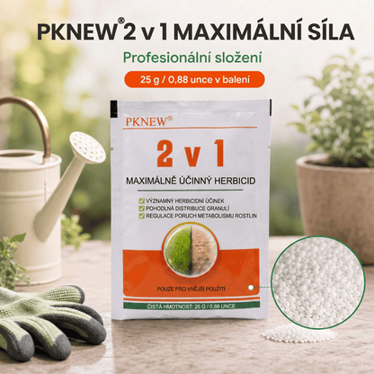 PKNEW® 🌿 Granulovaný přípravek proti plevelu 2 v 1 Max Power🍇 – viditelný účinek již za 6 hodin, snadné rozmíchání ve vodě a cílené použití na spáry, cesty, ploty i štěrkové plochy
