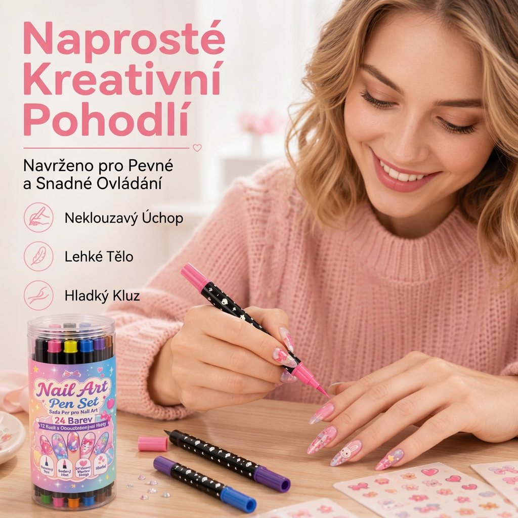 POSLEDNÍ DEN · 50% SLEVA 🌈 Sada 24 barev oboustranných per na nehty 💕