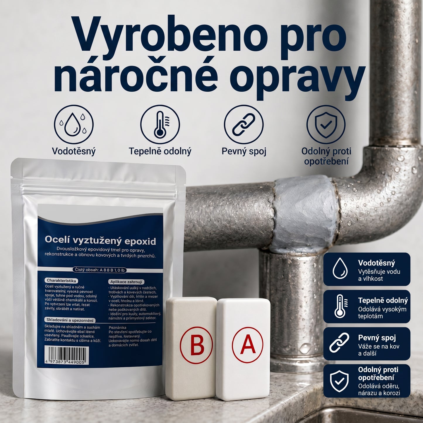 PKNEW®  Ocelí vyztužený epoxidový opravný tmel — Univerzální lepidlo na kov, dřevo a plast🪓