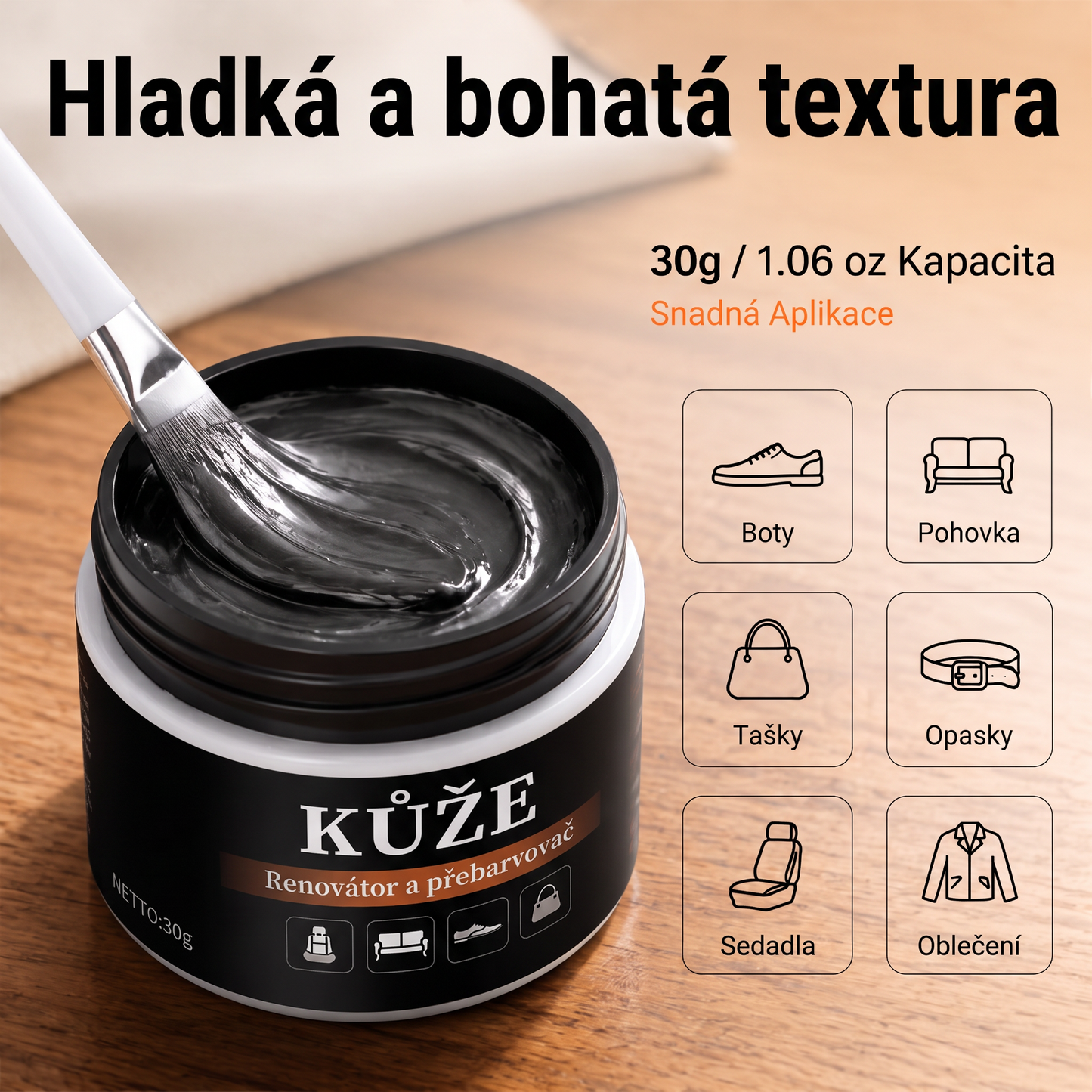 PKNEW®🎨 Intenzivní balzám na obnovu barvy kůže✨ – Oživuje vybledlý vzhled, sjednocuje barvu a pomáhá zakrýt oděrky na botách, sedačkách, kabelkách i autosedačkách 💕