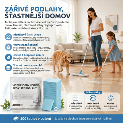 PKNEW® Čisticí tablety na podlahy – Univerzální čistič pro dřevěné, laminátové a dlaždicové povrchy i stěny obytných vozů, antibakteriální a deodorační péče👩‍❤️‍👨