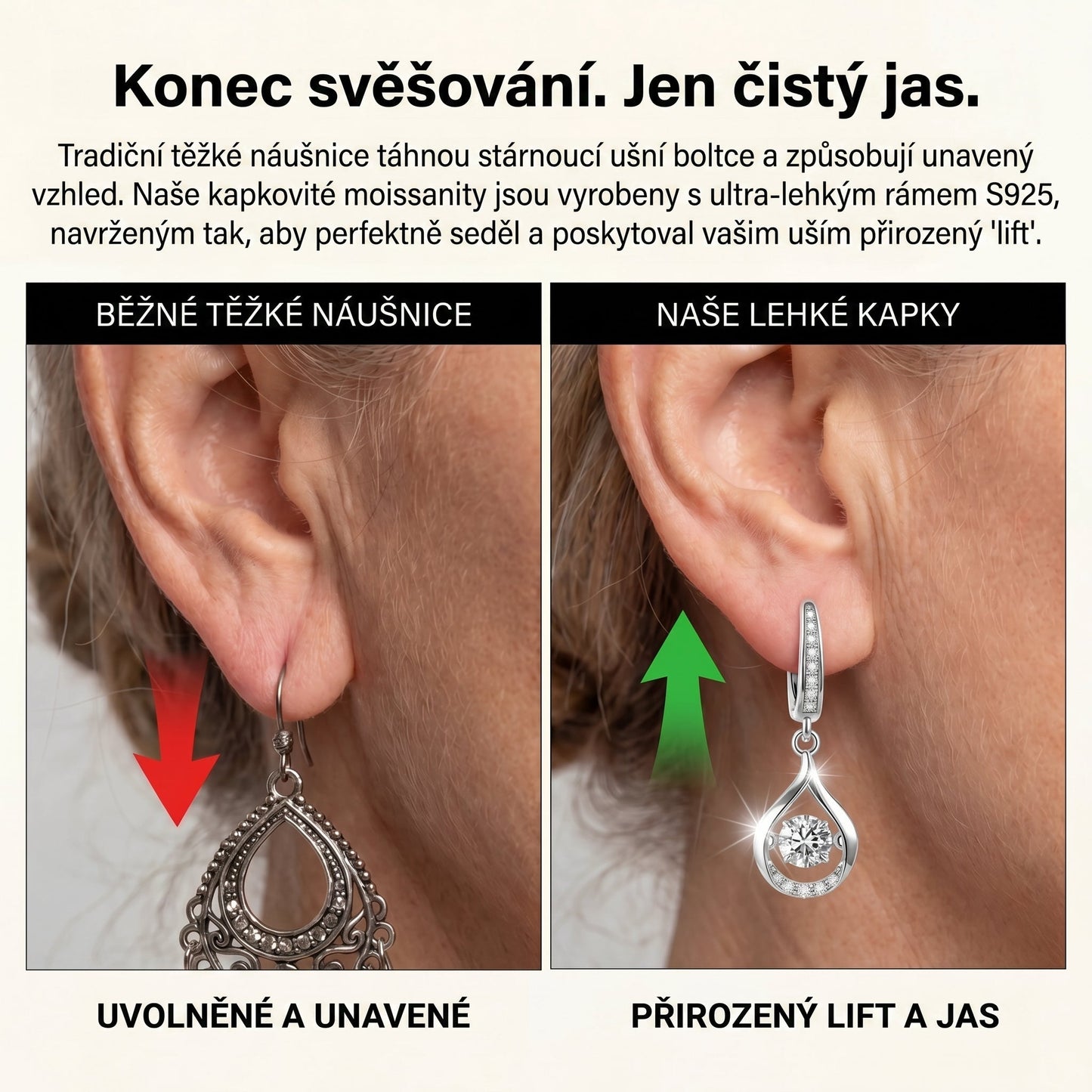 🔥🔥 DNES SLEVA 90 %💎: 1karátové „tančící“ náušnice z moissanitu – čistý komfort a třpyt stříbra S925, který si zasloužíte 💖