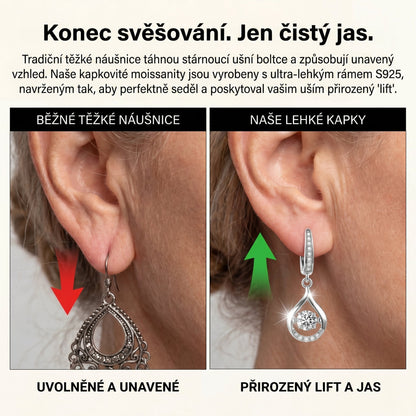 🔥🔥 DNES SLEVA 90 %💎: 1karátové „tančící“ náušnice z moissanitu – čistý komfort a třpyt stříbra S925, který si zasloužíte 💖