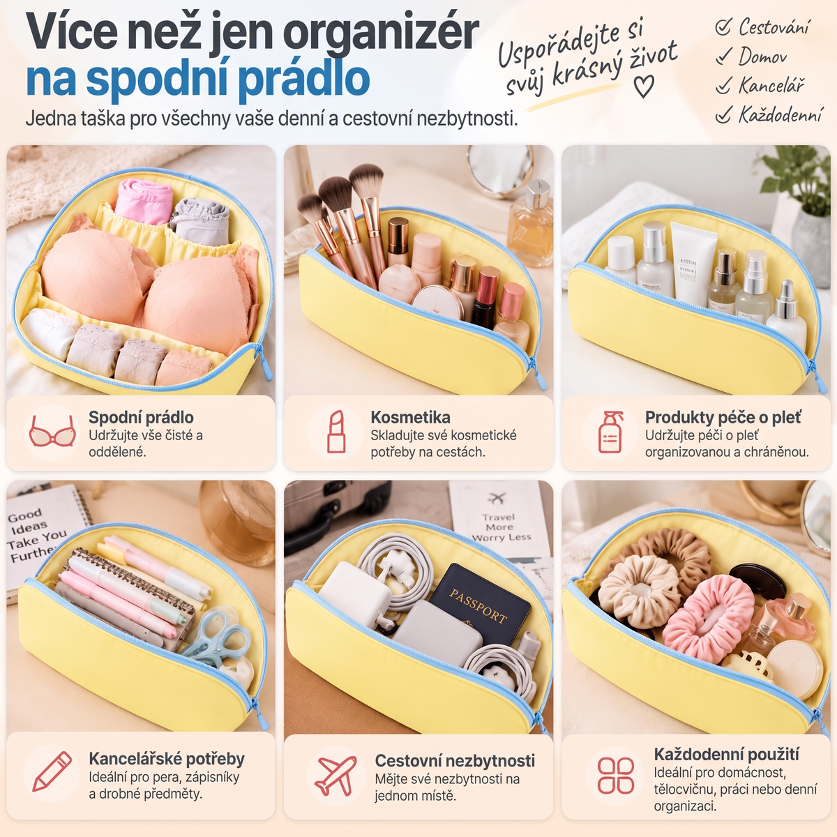 ⚡ POSLEDNÍ DEN · 49% SLEVA – ✨ Cestovní organizér na spodní prádlo – Podprsenky kalhotky i ponožky přehledně kdekoli 💎