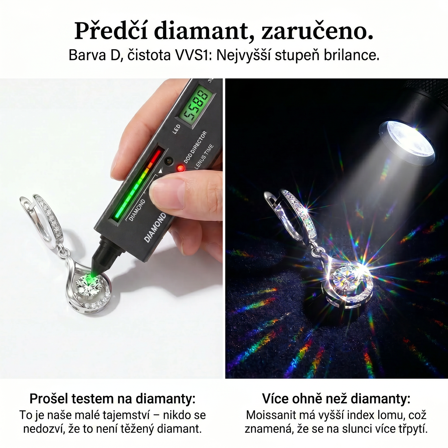 🔥🔥 DNES SLEVA 90 %💎: 1karátové „tančící“ náušnice z moissanitu – čistý komfort a třpyt stříbra S925, který si zasloužíte 💖