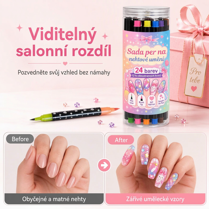 POSLEDNÍ DEN · 50% SLEVA 🌈 Sada 24 barev oboustranných per na nehty 💕