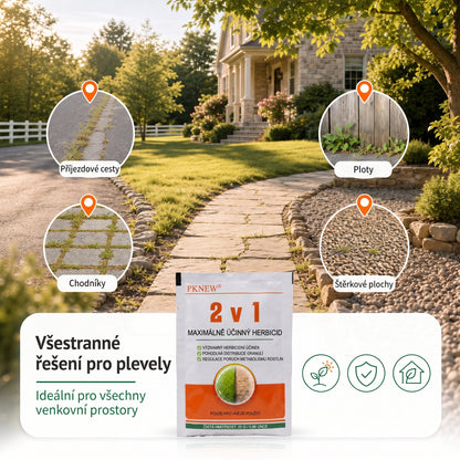 PKNEW® 🌿 Granulovaný přípravek proti plevelu 2 v 1 Max Power🍇 – viditelný účinek již za 6 hodin, snadné rozmíchání ve vodě a cílené použití na spáry, cesty, ploty i štěrkové plochy