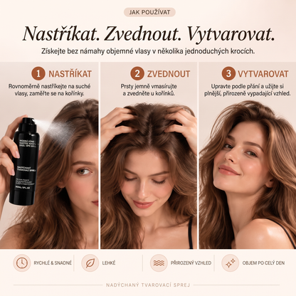 Vitalisys® 🍇Tvarovací sprej pro objem vlasů Fluffy Hair – Lehký sprej pro objem od kořínků a přirozený pohyb s broskvovou vůní 💎