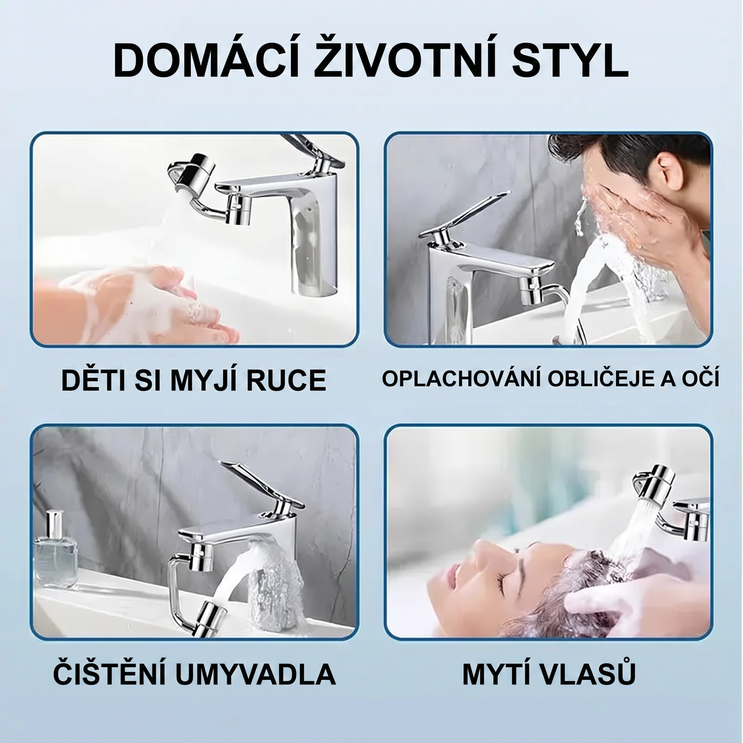 REVOLUČNÍ 1080°💙 OTOČNÝ NÁSTAVEC: 3 klouby, 2 režimy proudu & instalace za 2 minuty!🛠️ Udělejte ze starého kohoutku moderní zázrak! 💙