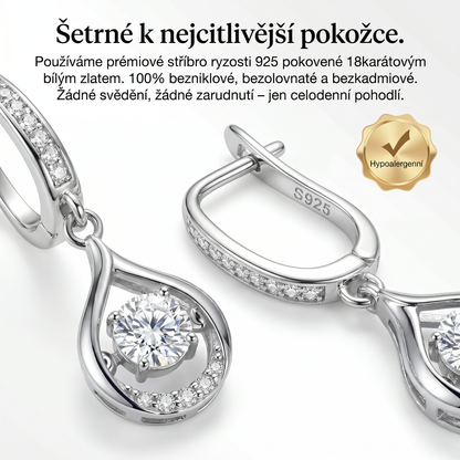 🔥🔥 DNES SLEVA 90 %💎: 1karátové „tančící“ náušnice z moissanitu – čistý komfort a třpyt stříbra S925, který si zasloužíte 💖