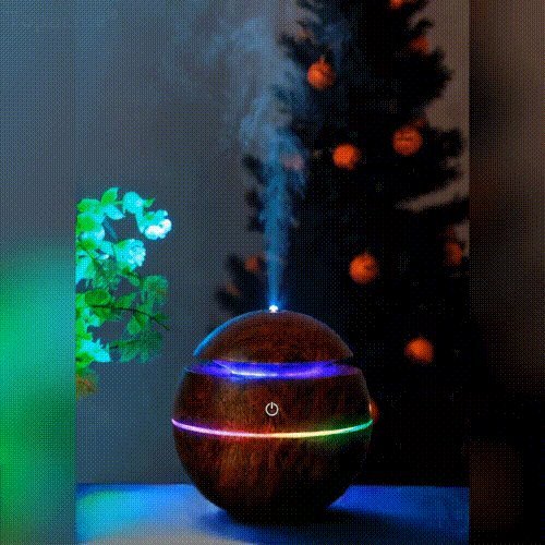 LEFUN® 🍇Chytrý zvlhčovač a aroma difuzér s tvarovanou mlhou 🌈 – Dřevěný design s medúzovými efekty a RGB osvětlením 💎