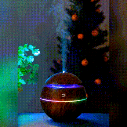 LEFUN® 🍇Chytrý zvlhčovač a aroma difuzér s tvarovanou mlhou 🌈 – Dřevěný design s medúzovými efekty a RGB osvětlením 💎