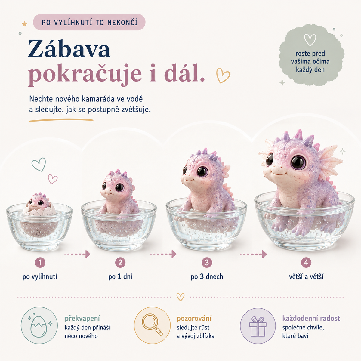 LEFUN®🍇Magické líhnoucí vajíčko do vody pro děti – překvapivý mazlíček, který se vylíhne a roste