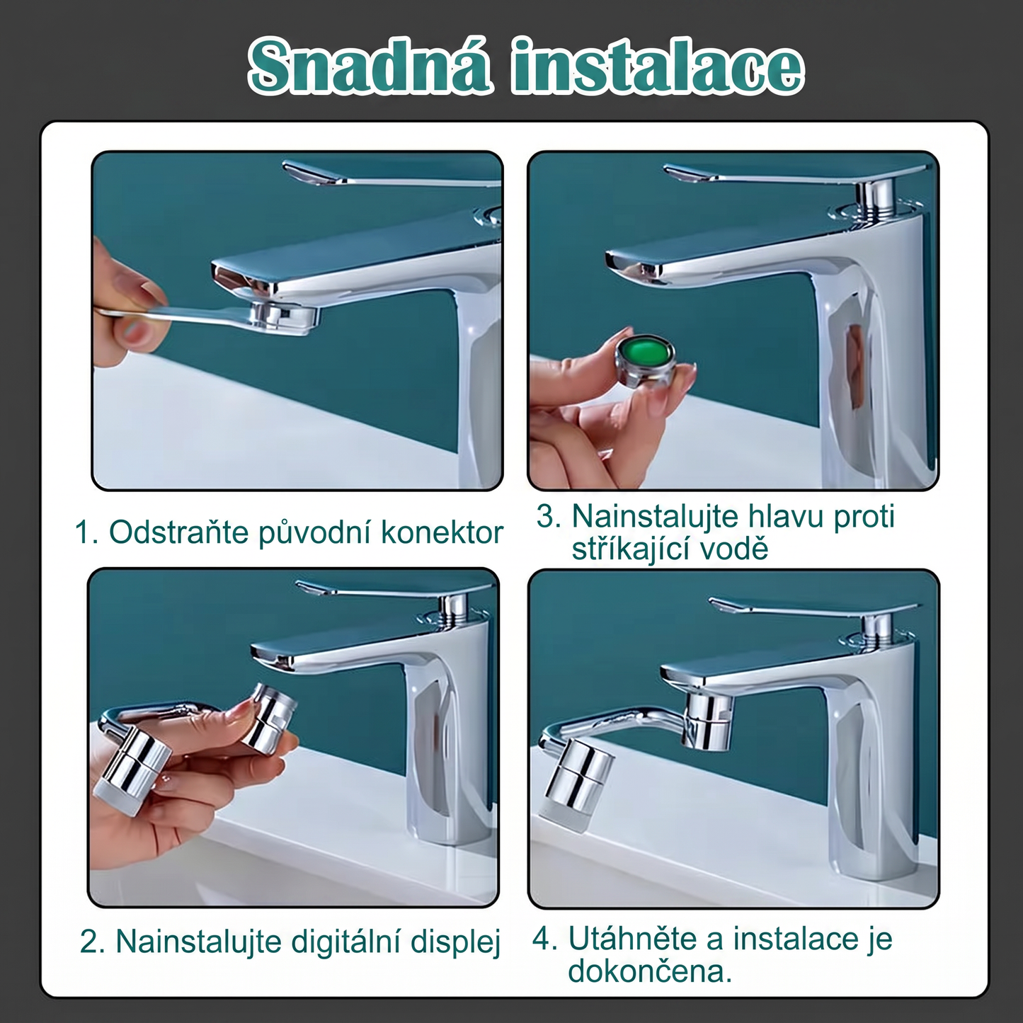 REVOLUČNÍ 1080°💙 OTOČNÝ NÁSTAVEC: 3 klouby, 2 režimy proudu & instalace za 2 minuty!🛠️ Udělejte ze starého kohoutku moderní zázrak! 💙