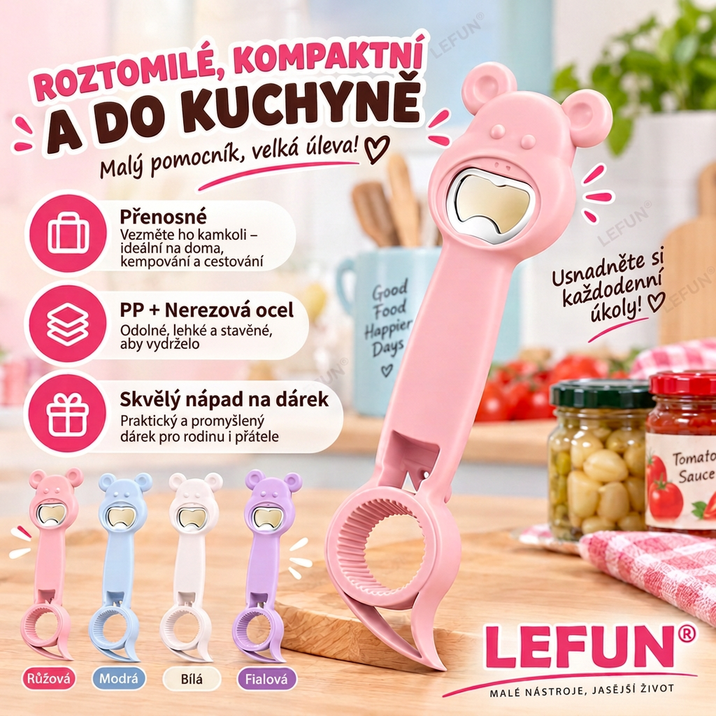 LEFUN® 🍇4v1 otvírák – Otevřete každé víčko bez zbytečné námahy