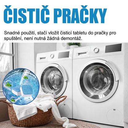 PKNEW®🫧 Čisticí tablety do pračky✨ – Hloubkově pomáhají odstranit usazeniny, zbytky pracích prostředků a nepříjemný zápach bez složitého rozebírání 💙