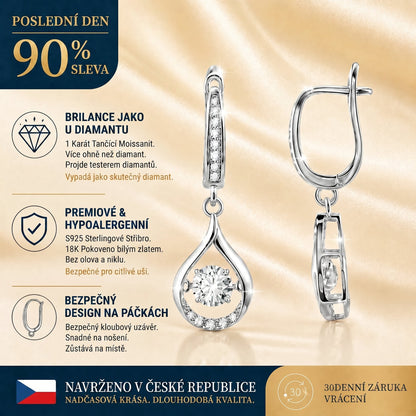 🔥🔥 DNES SLEVA 90 %💎: 1karátové „tančící“ náušnice z moissanitu – čistý komfort a třpyt stříbra S925, který si zasloužíte 💖