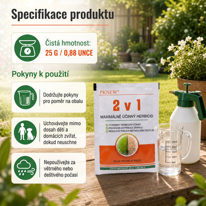 PKNEW® 🌿 Granulovaný přípravek proti plevelu 2 v 1 Max Power🍇 – viditelný účinek již za 6 hodin, snadné rozmíchání ve vodě a cílené použití na spáry, cesty, ploty i štěrkové plochy
