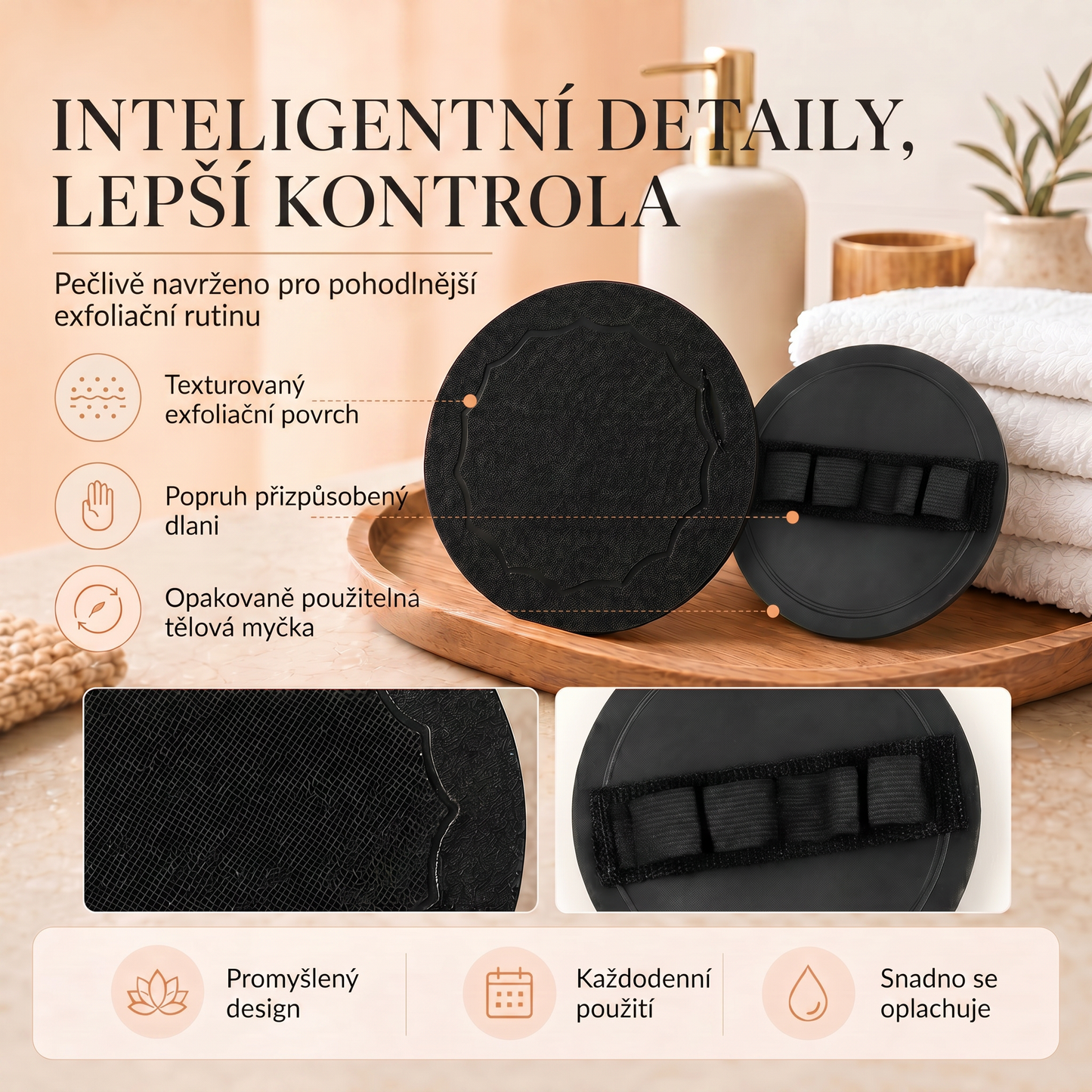 Hloubkově čisticí exfoliační tělové žínky – Jemný odstraňovač odumřelé kůže & SPA koupelnová houba💙