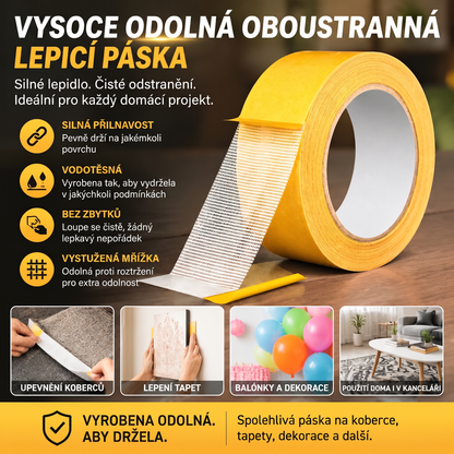 PKNEW® Odolná oboustranná páska, silné lepidlo, voděodolná a odstranitelná, beze stop, ideální na koberce, tapety, balonky a pro domácí použití 🙈