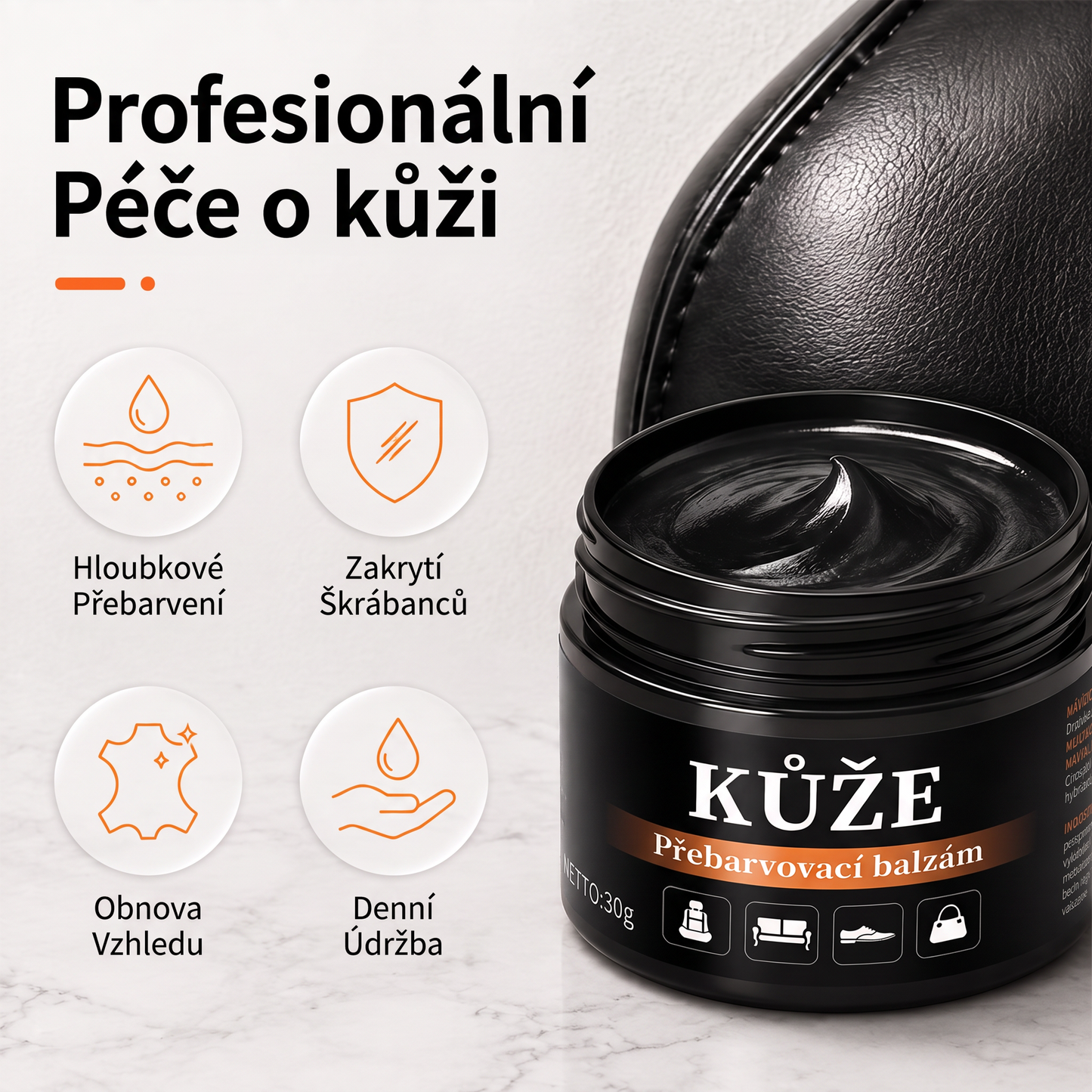 PKNEW®🎨 Intenzivní balzám na obnovu barvy kůže✨ – Oživuje vybledlý vzhled, sjednocuje barvu a pomáhá zakrýt oděrky na botách, sedačkách, kabelkách i autosedačkách 💕