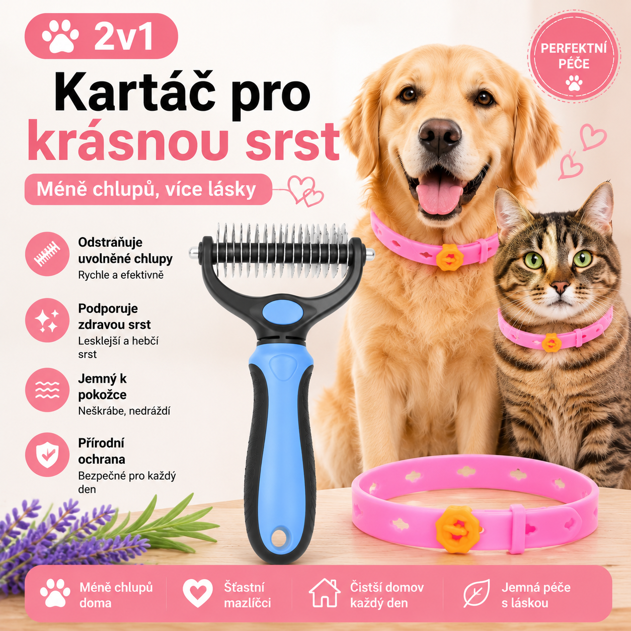🐾 2v1 Kartáč pro krásnou srst
