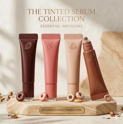 Cute Fruit-Flavored Lip Glow Oil Set | Non-Sticky Squalane Lip Primer Base | 4-Color Tinted Lip Care Balm Kit