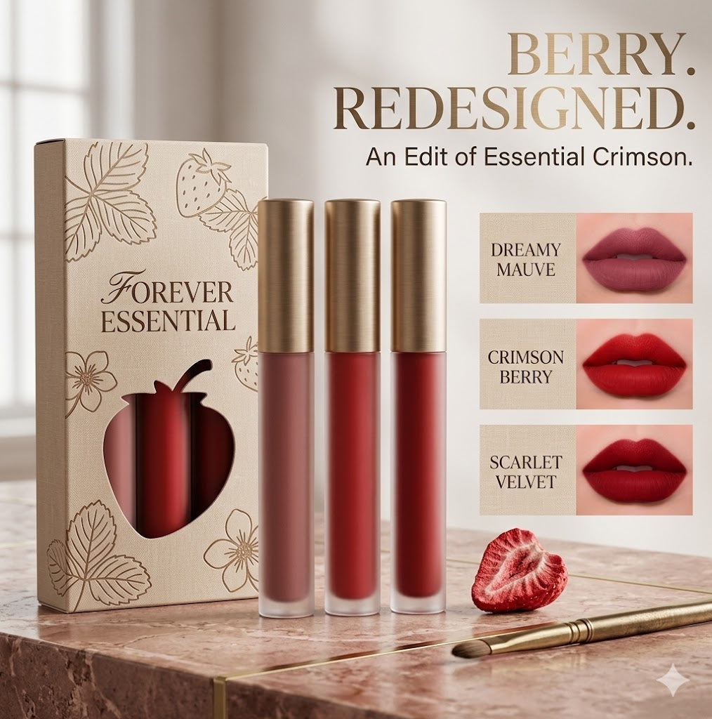 Nourishing Nude Matte Lipstick Trio | 24-Hour Long-Lasting Velvet Smooth Lip Makeup Set