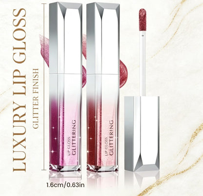 Sparkling Finish Metallic Liquid Lip Kit | 2-Piece Waterproof Shimmering Lip Glow Duo for High-Shine Glam