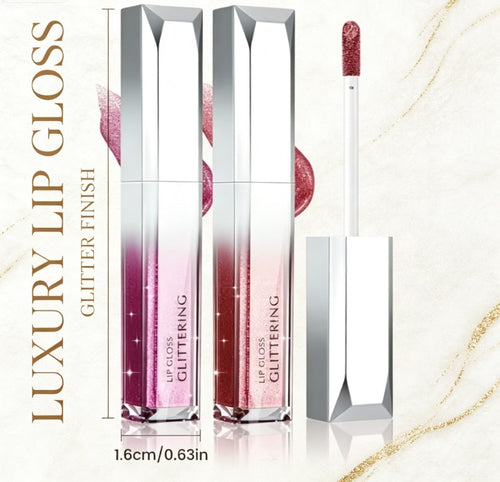 Sparkling Finish Metallic Liquid Lip Kit | 2-Piece Waterproof Shimmering Lip Glow Duo for High-Shine Glam