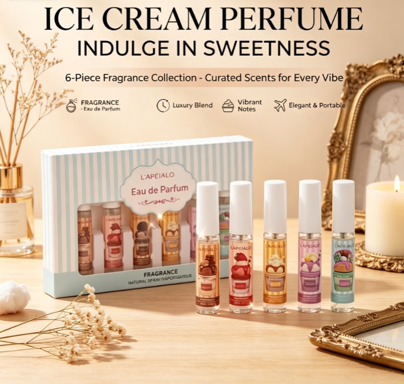 Sweet Vanilla Cake & Chocolate Perfume Set | 6pcs Long-Lasting Alcohol-Free Hair Mist Kit | Cute Travel Size Cologne for Women