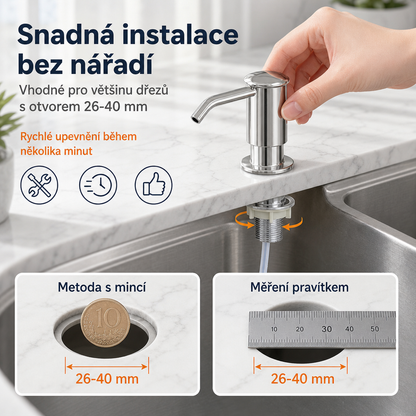 LEFUN® 🚰Dávkovač mýdla do kuchyňského dřezu🧴, Stolní pumpa na mýdlo s prodlužovací sadou o délce 91 cm pro zabránění rozlití 🔥(vhodné do kuchyně a koupelny)