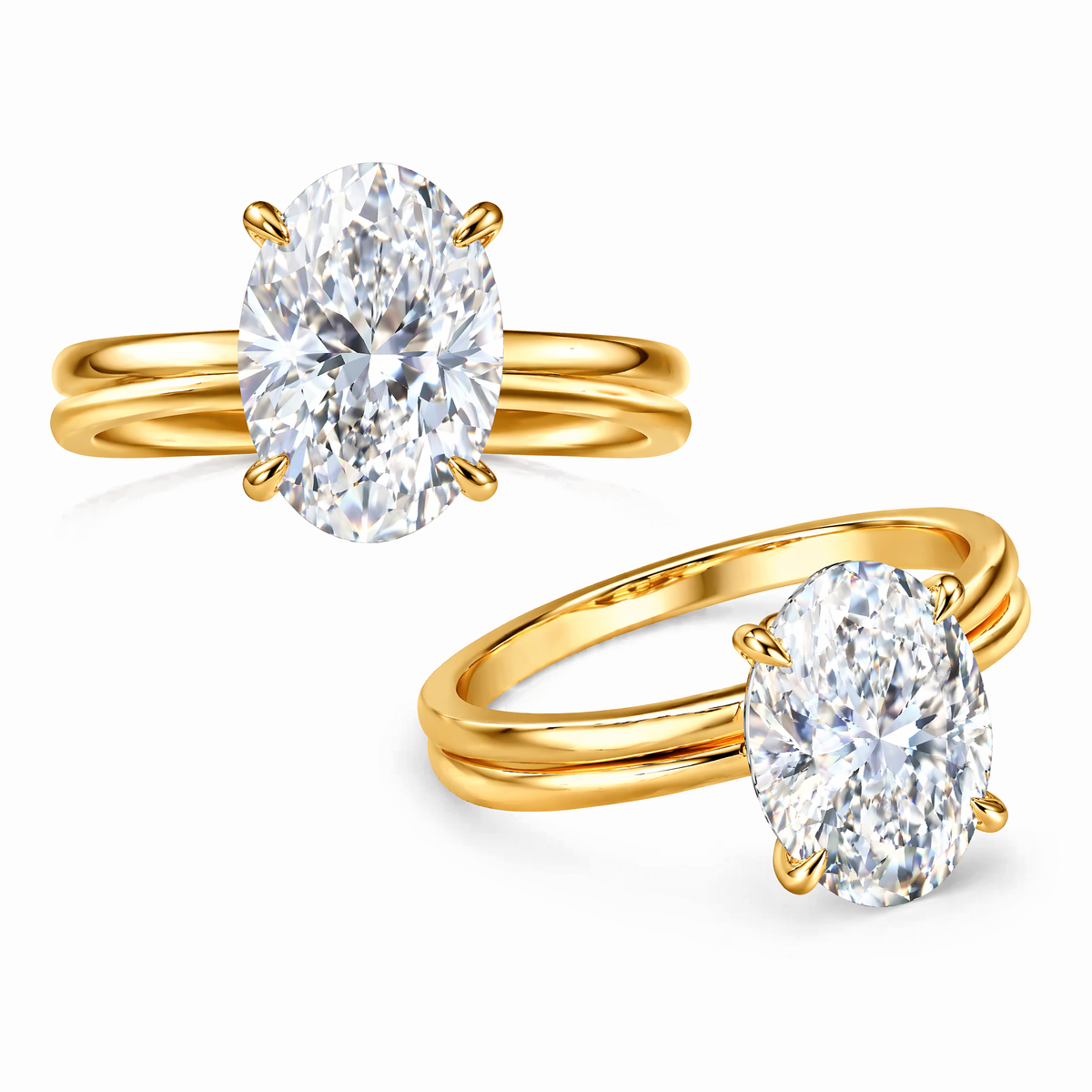 💍 Celý život plný třpytu 🍇— Dvoubarevný solitérní prsten s oválným diamantem a 14karátovým zlatem | Dnes sleva 90 % 🔥