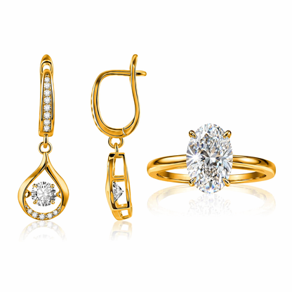 💍 Celý život plný třpytu 🍇— Dvoubarevný solitérní prsten s oválným diamantem a 14karátovým zlatem | Dnes sleva 90 % 🔥