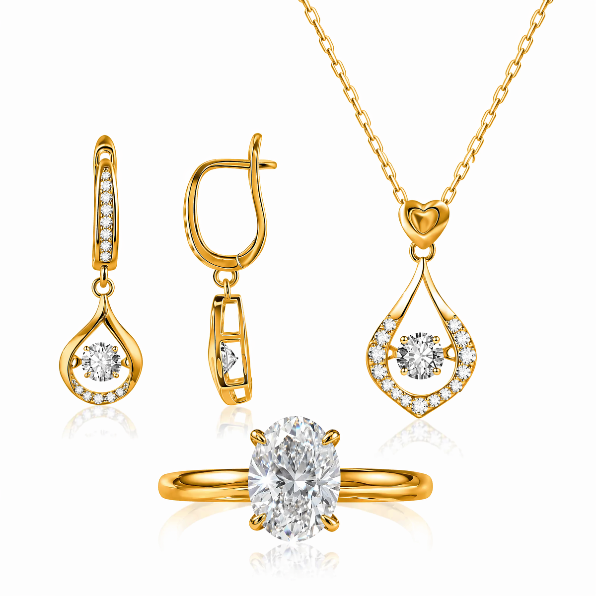 💍 Celý život plný třpytu 🍇— Dvoubarevný solitérní prsten s oválným diamantem a 14karátovým zlatem | Dnes sleva 90 % 🔥